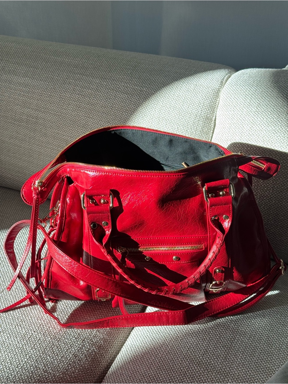 Red Vegan Leather Satchel Handbag - NWOT
